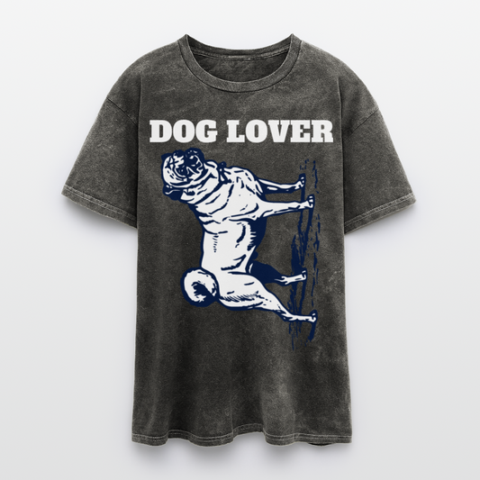 Dog Lover Mineral Wash T-shirt - mineral charcoal gray