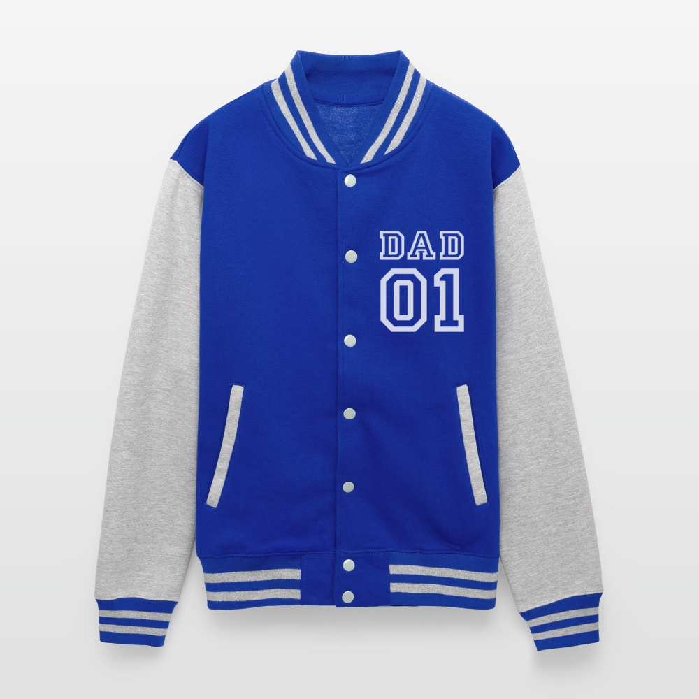 Just Hoods Heavyweight Letterman Jacket - royal/heather grey