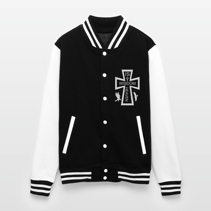 Just Hoods Heavyweight Letterman Jacket - black/white