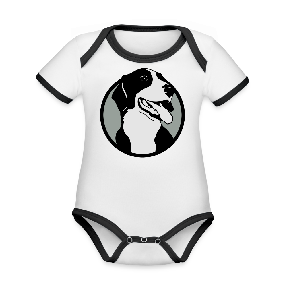 Organic Contrast Short Sleeve Baby Bodysuit - white/black