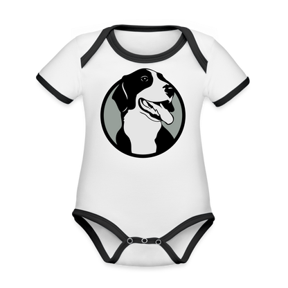 Organic Contrast Short Sleeve Baby Bodysuit - white/black