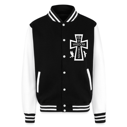 Just Hoods Heavyweight Letterman Jacket - black/white