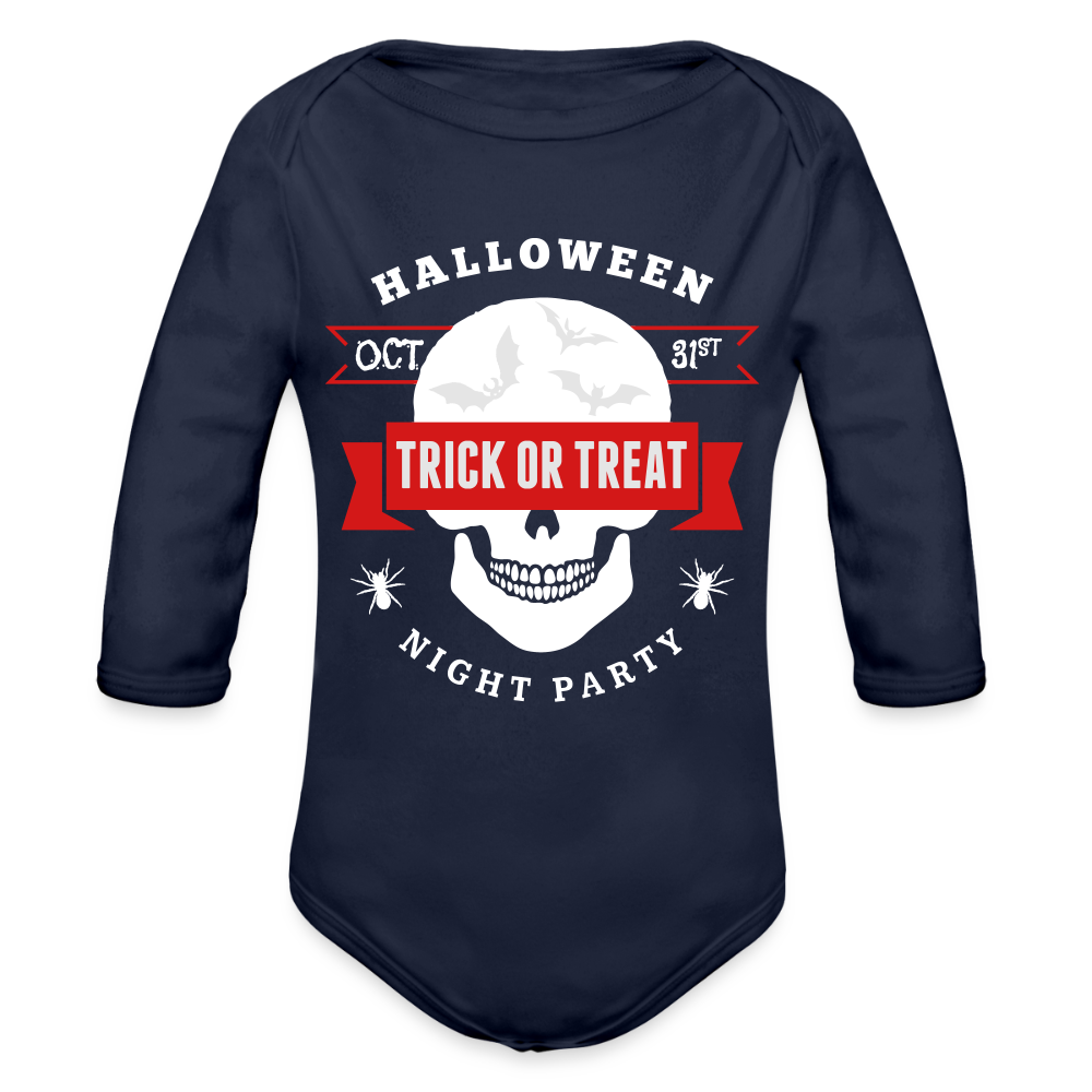 Organic Long Sleeve Baby Bodysuit - dark navy