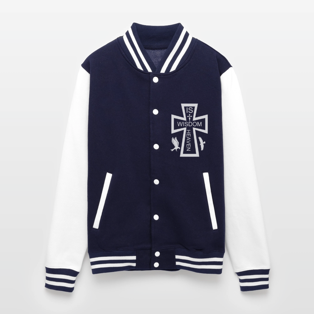 Just Hoods Heavyweight Letterman Jacket - navy/white