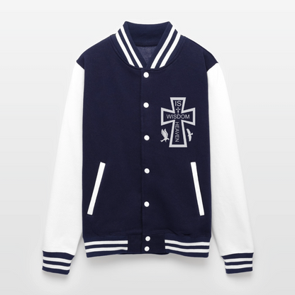 Just Hoods Heavyweight Letterman Jacket - navy/white