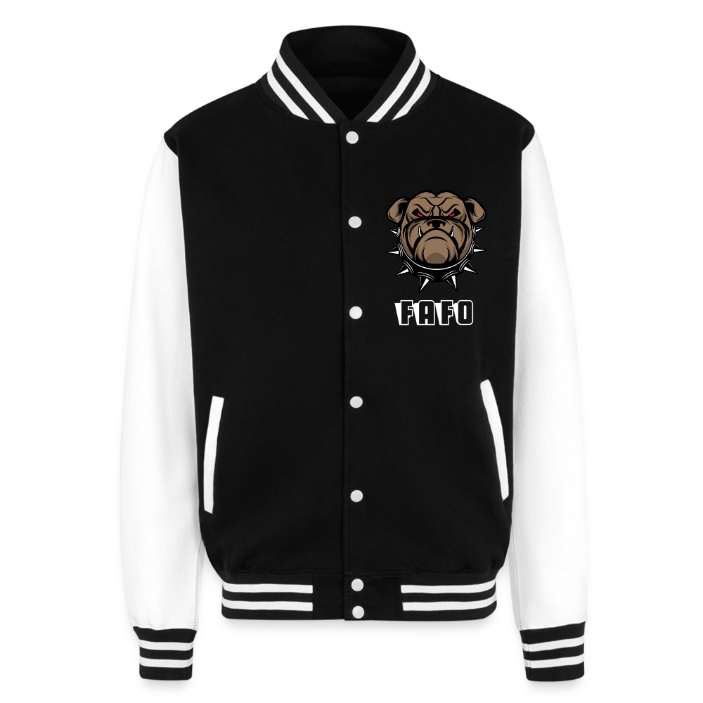 Just Hoods Heavyweight Letterman Jacket - black/white
