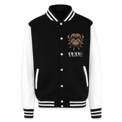 Just Hoods Heavyweight Letterman Jacket - black/white