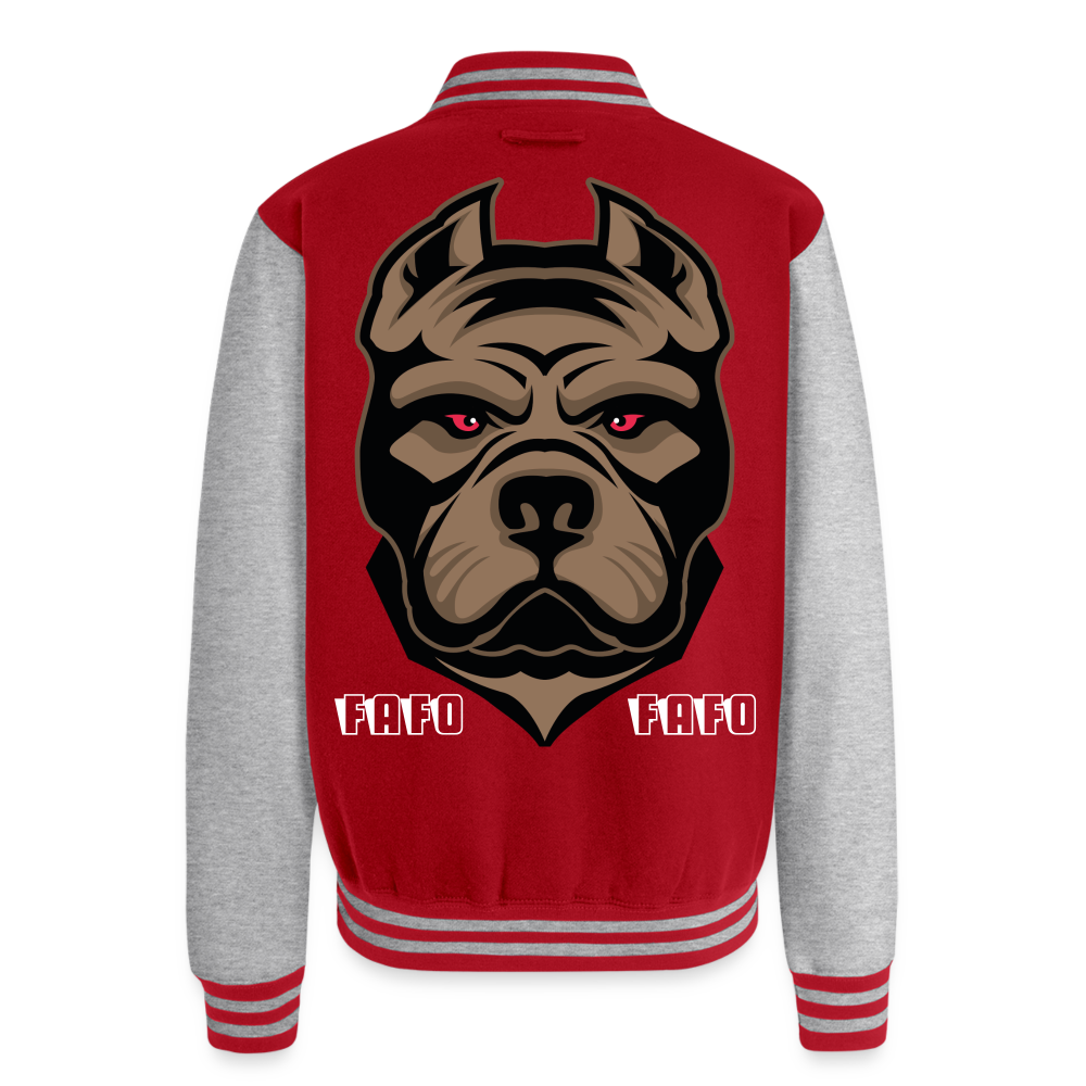 Just Hoods Heavyweight Letterman Jacket - red/heather grey