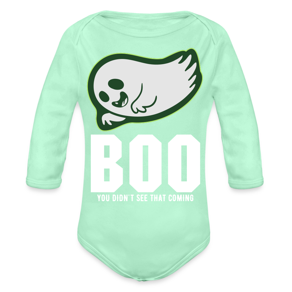 Organic Long Sleeve Baby Bodysuit - light mint