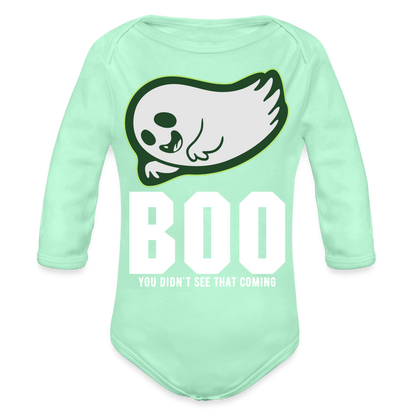 Organic Long Sleeve Baby Bodysuit - light mint