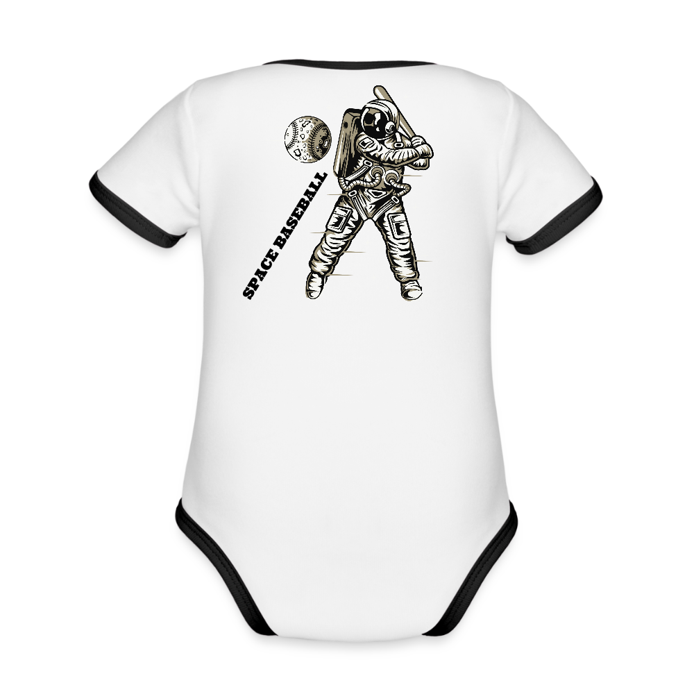 Organic Contrast Short Sleeve Baby Bodysuit - white/black