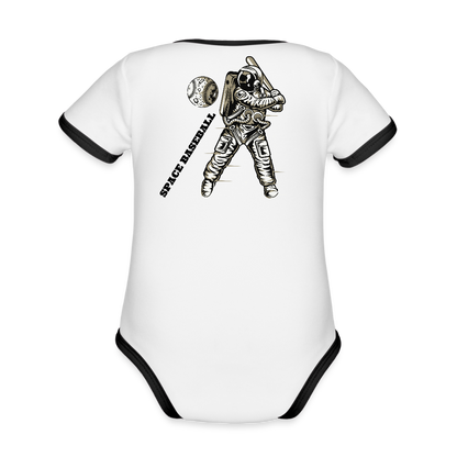 Organic Contrast Short Sleeve Baby Bodysuit - white/black