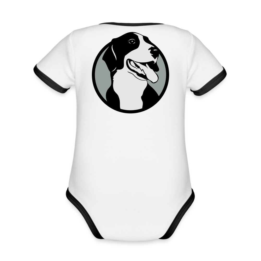 Organic Contrast Short Sleeve Baby Bodysuit - white/black