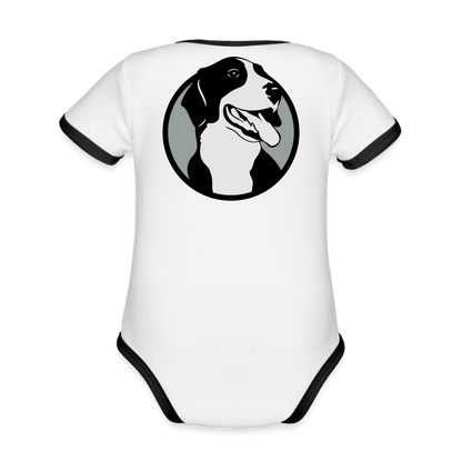 Organic Contrast Short Sleeve Baby Bodysuit - white/black