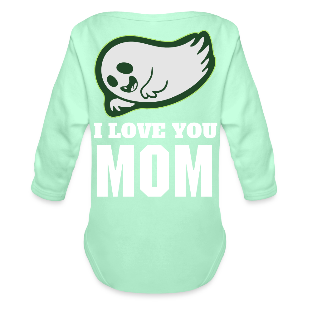 Organic Long Sleeve Baby Bodysuit - light mint