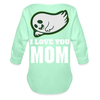 Organic Long Sleeve Baby Bodysuit - light mint