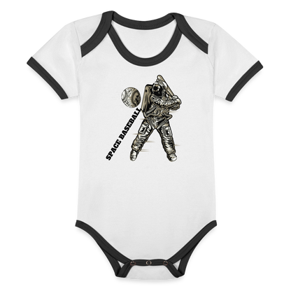 Organic Contrast Short Sleeve Baby Bodysuit - white/black
