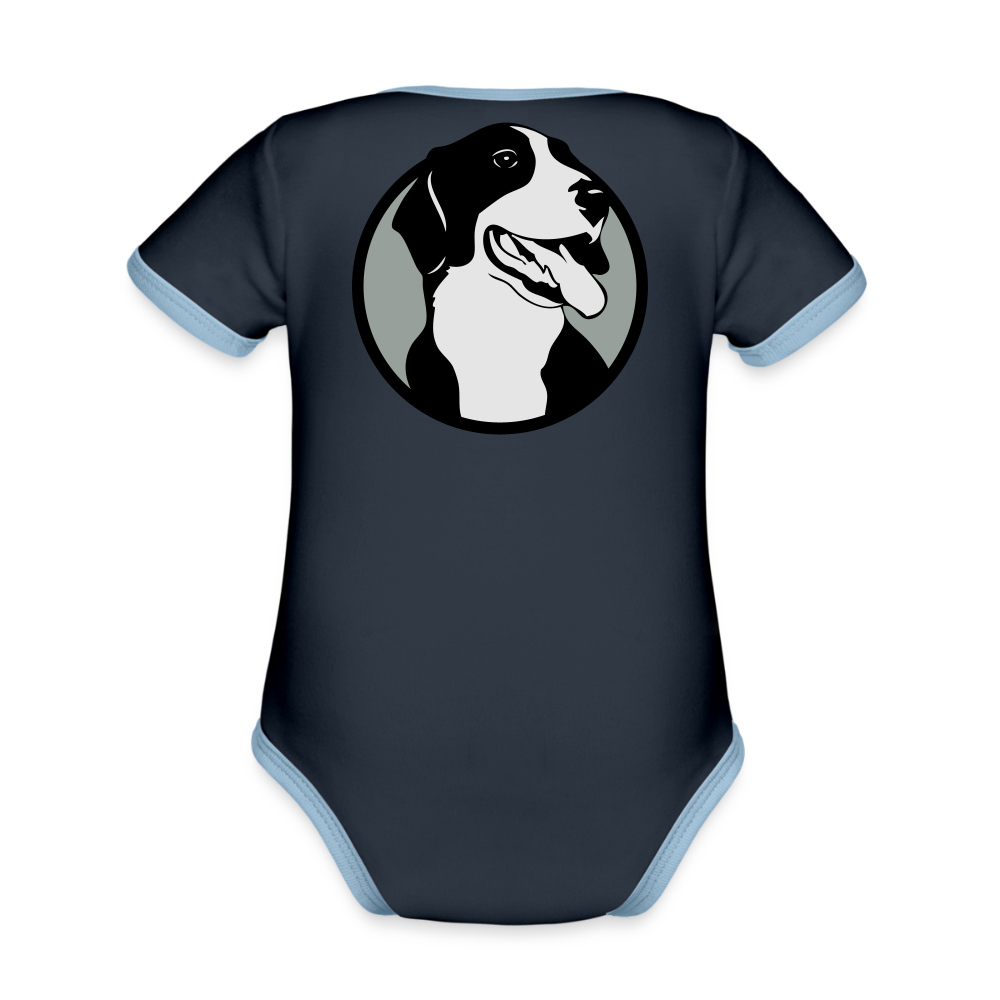 Organic Contrast Short Sleeve Baby Bodysuit - navy/sky