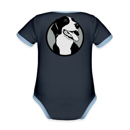 Organic Contrast Short Sleeve Baby Bodysuit - navy/sky