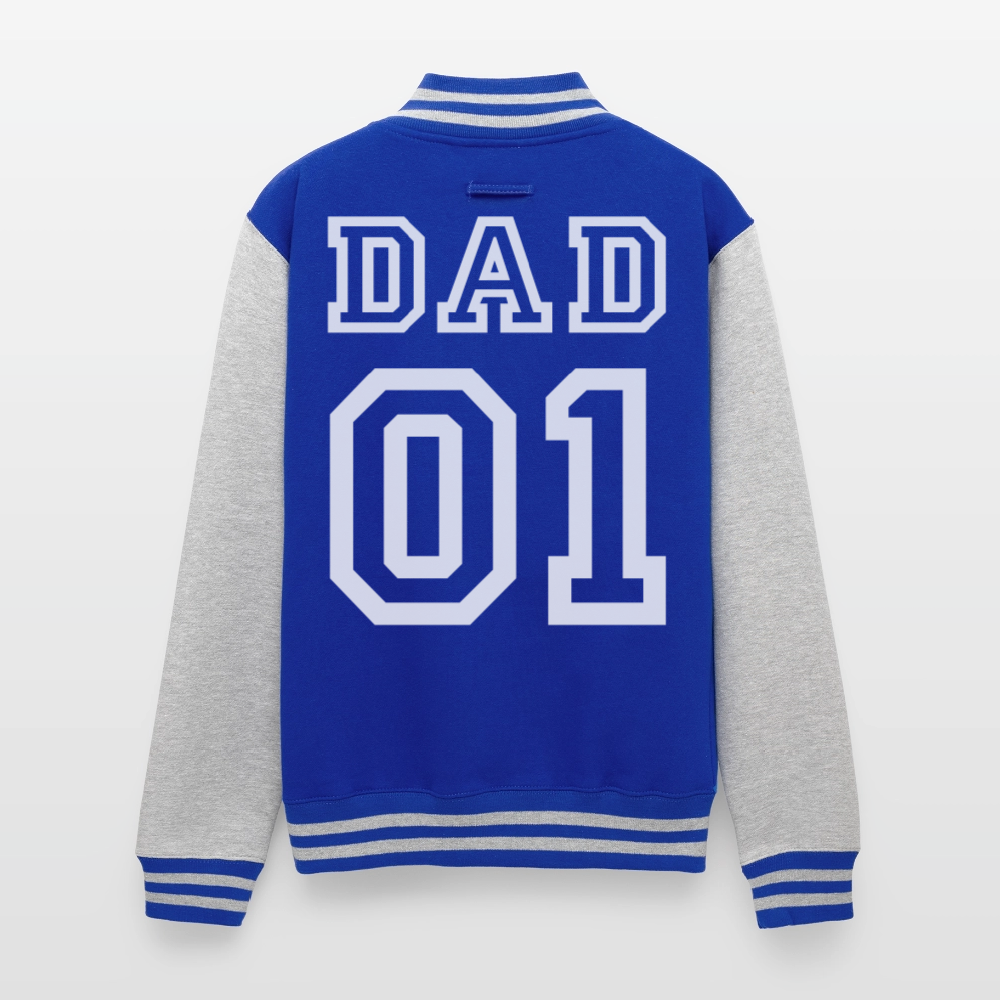 Just Hoods Heavyweight Letterman Jacket - royal/heather grey