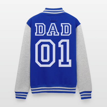 Just Hoods Heavyweight Letterman Jacket - royal/heather grey