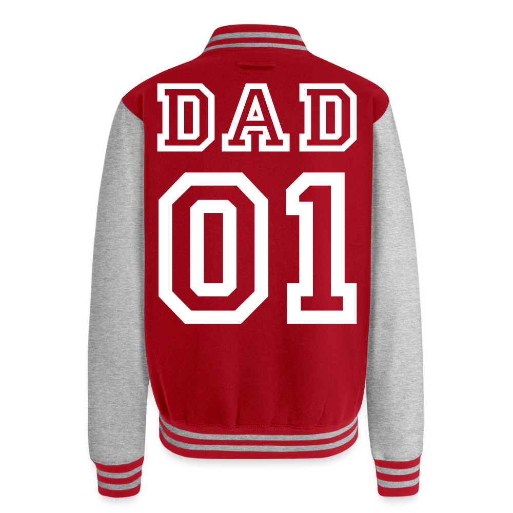 Just Hoods Heavyweight Letterman Jacket - red/heather grey