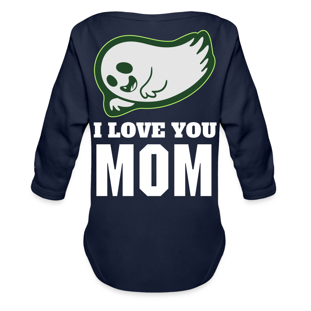 Organic Long Sleeve Baby Bodysuit - dark navy