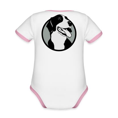 Organic Contrast Short Sleeve Baby Bodysuit - white/pink