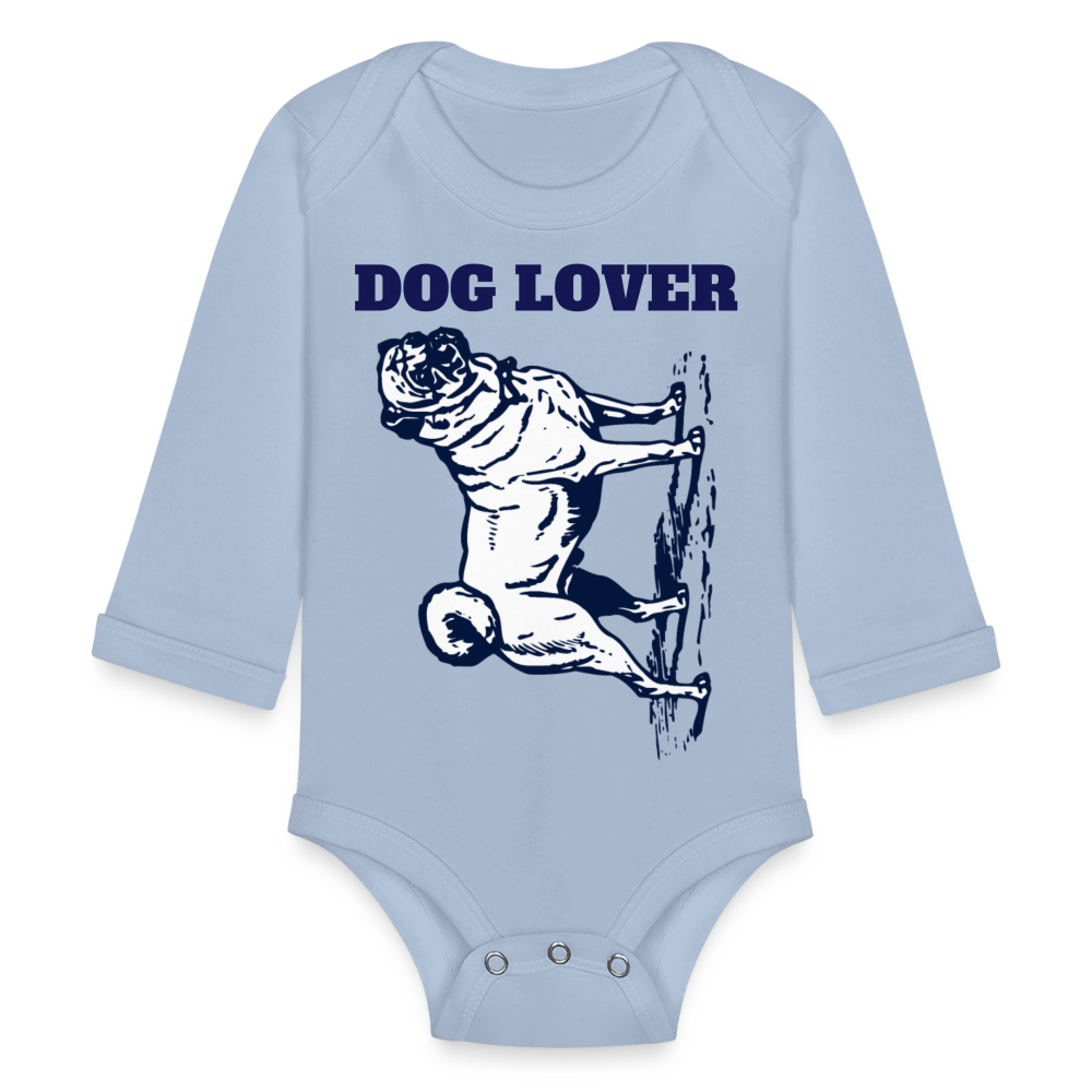 Dog Lover Organic Long Sleeve Baby Bodysuit - sky