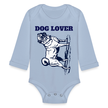 Dog Lover Organic Long Sleeve Baby Bodysuit - sky