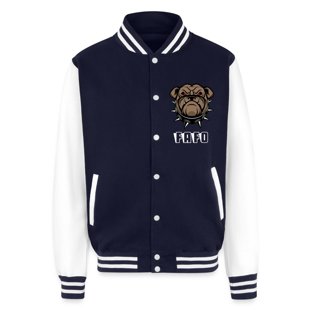 Just Hoods Heavyweight Letterman Jacket - navy/white