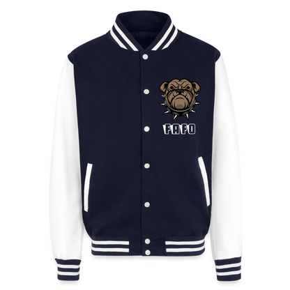 Just Hoods Heavyweight Letterman Jacket - navy/white