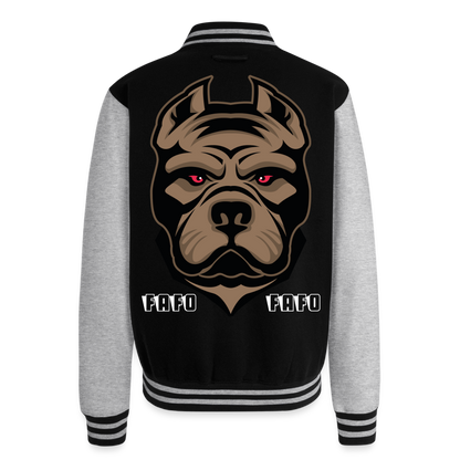Just Hoods Heavyweight Letterman Jacket - black/heather grey