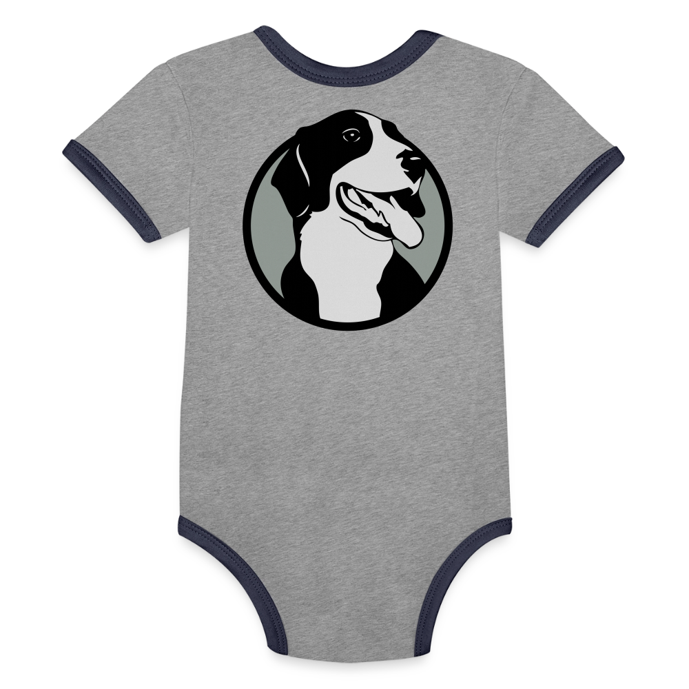 Organic Contrast Short Sleeve Baby Bodysuit - heather gray/navy