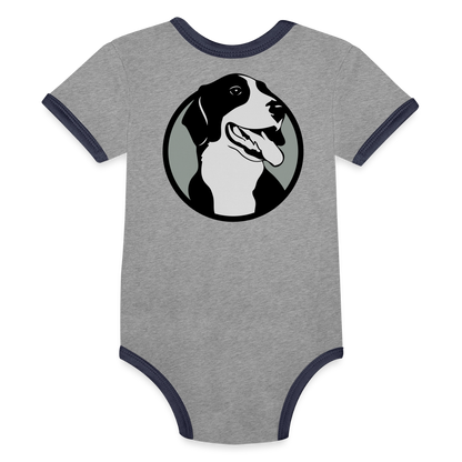 Organic Contrast Short Sleeve Baby Bodysuit - heather gray/navy