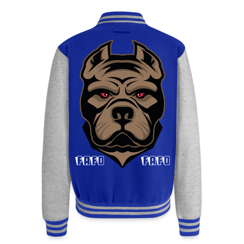 Just Hoods Heavyweight Letterman Jacket - royal/heather grey