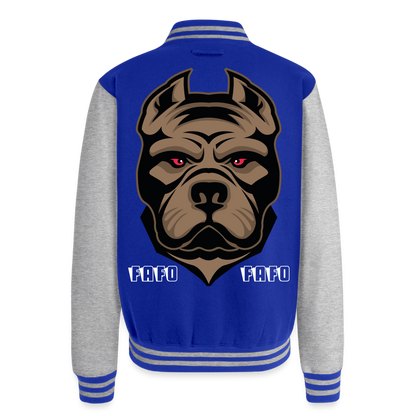 Just Hoods Heavyweight Letterman Jacket - royal/heather grey