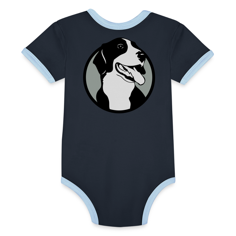 Organic Contrast Short Sleeve Baby Bodysuit - navy/sky