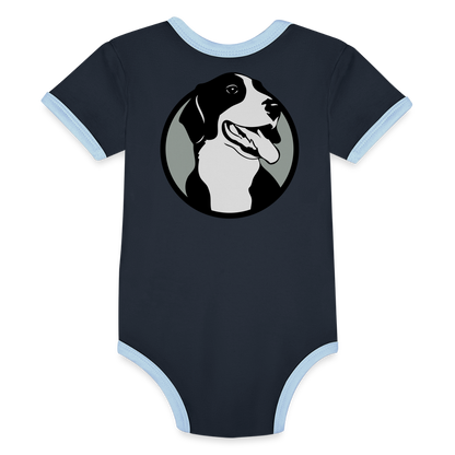 Organic Contrast Short Sleeve Baby Bodysuit - navy/sky