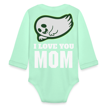 Organic Long Sleeve Baby Bodysuit - light mint