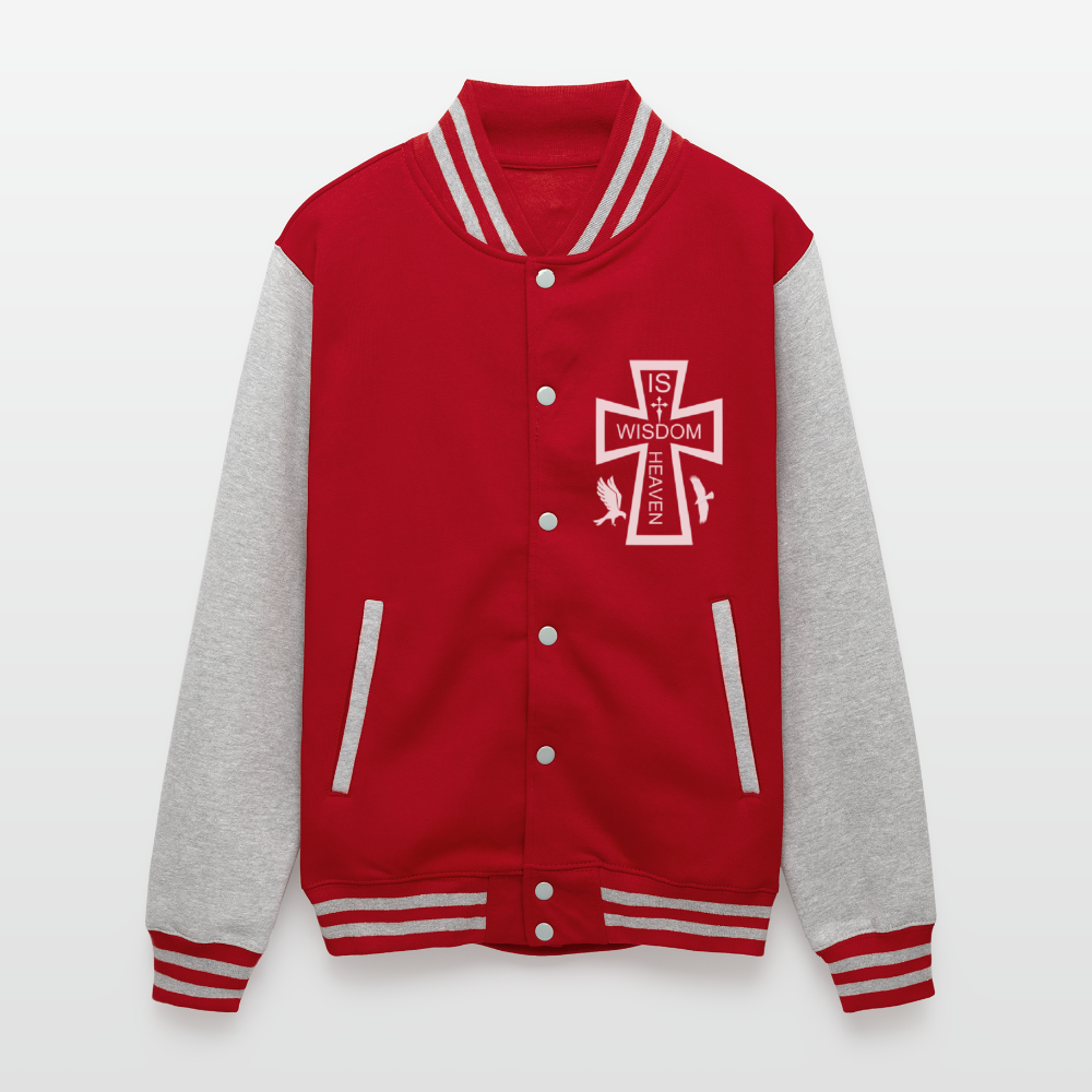 Just Hoods Heavyweight Letterman Jacket - red/heather grey