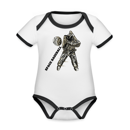 Organic Contrast Short Sleeve Baby Bodysuit - white/black