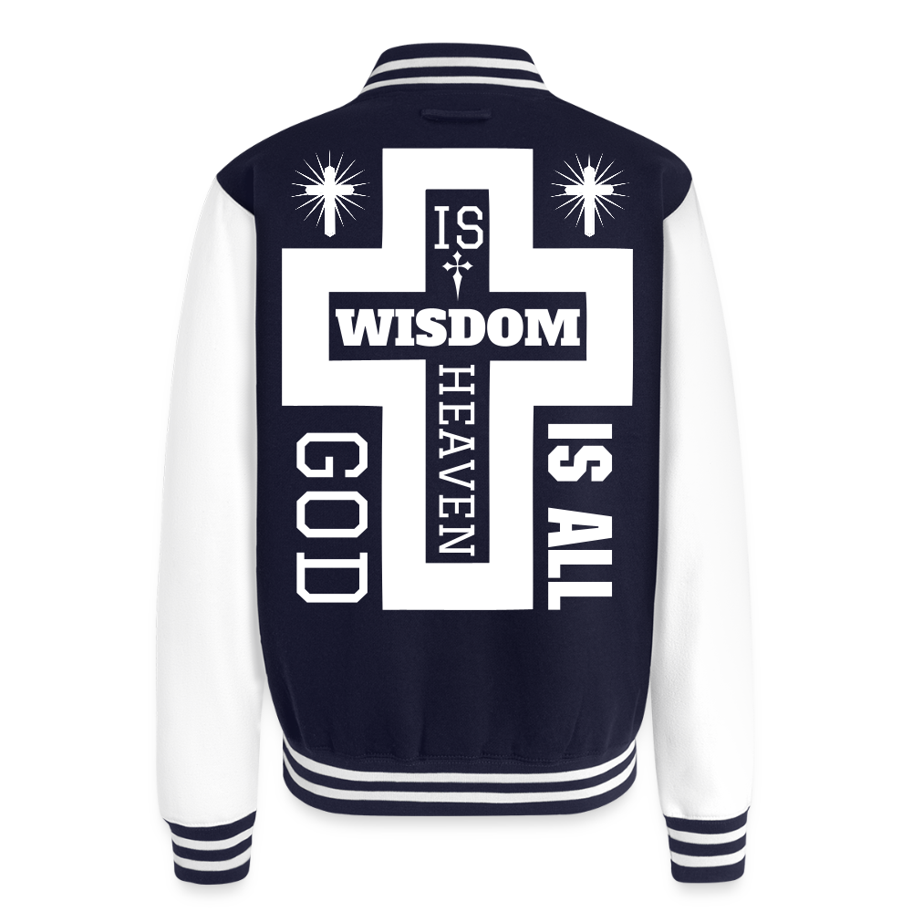 Just Hoods Heavyweight Letterman Jacket - navy/white