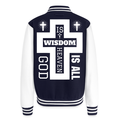 Just Hoods Heavyweight Letterman Jacket - navy/white