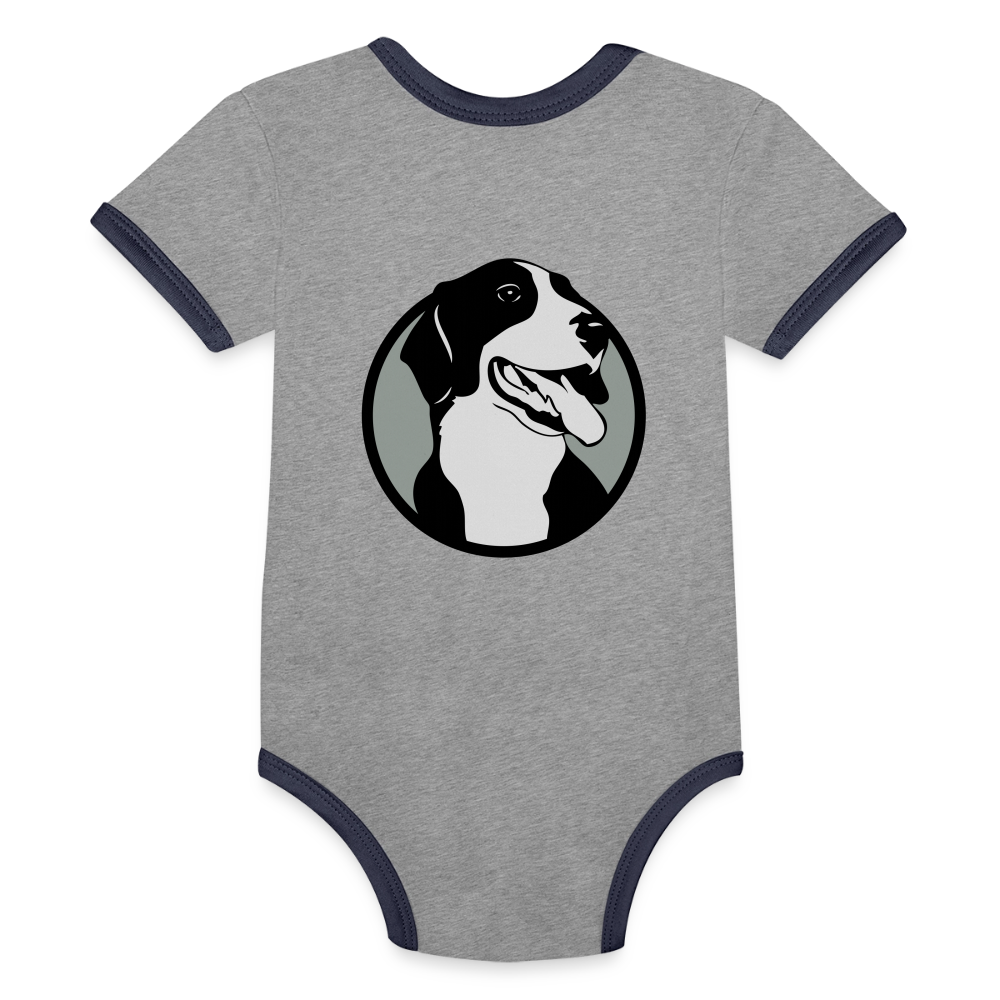 Organic Contrast Short Sleeve Baby Bodysuit - heather gray/navy