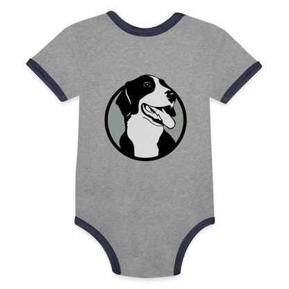 Organic Contrast Short Sleeve Baby Bodysuit - heather gray/navy