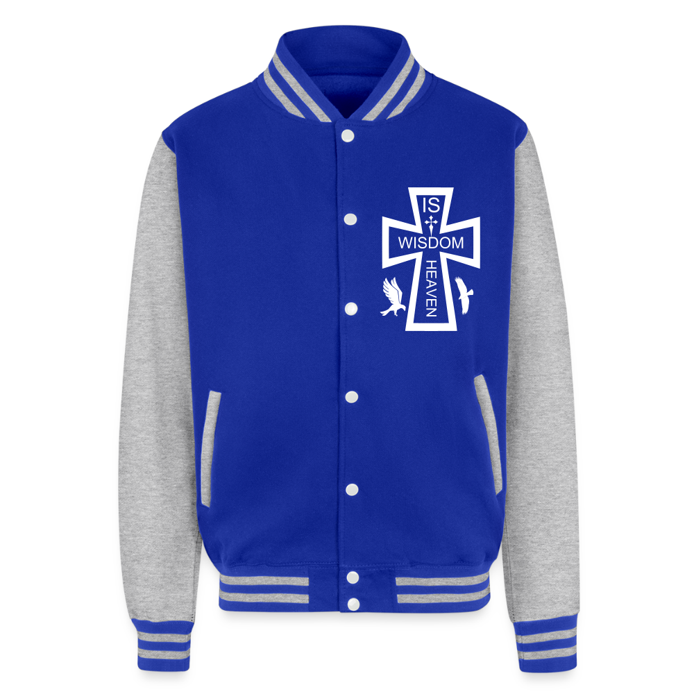 Just Hoods Heavyweight Letterman Jacket - royal/heather grey