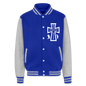 Just Hoods Heavyweight Letterman Jacket - royal/heather grey