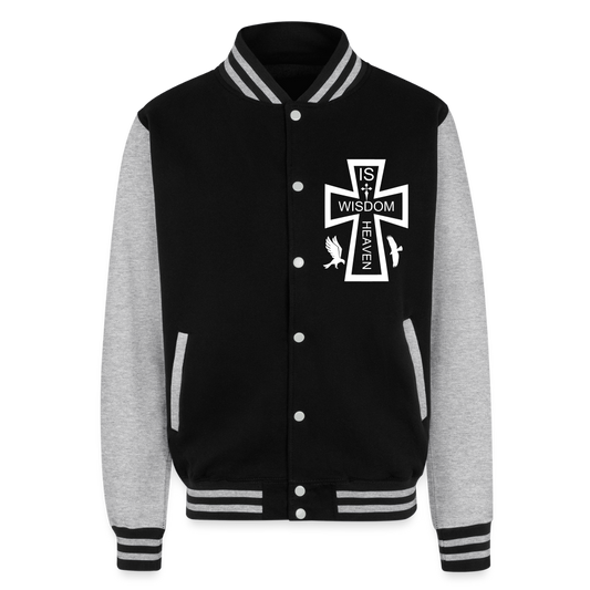 Just Hoods Heavyweight Letterman Jacket - black/heather grey