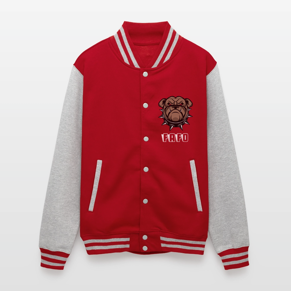 Just Hoods Heavyweight Letterman Jacket - red/heather grey